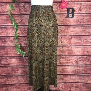 Liz Claiborne Skirt size 8 Long Plum Olive Paisley